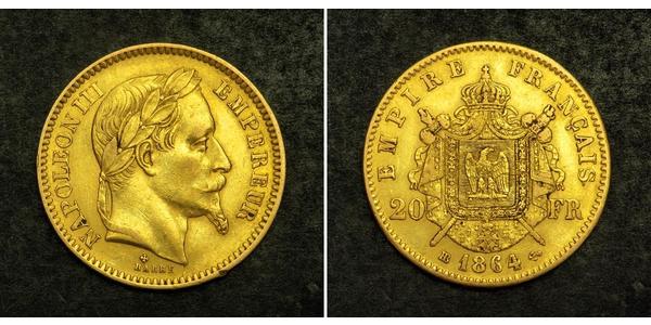 20 Franc 法蘭西第二帝國 (1852 - 1870) 金 拿破仑三世