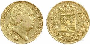 20 Franc 波旁复辟 金 路易十八 (1755 - 1824)