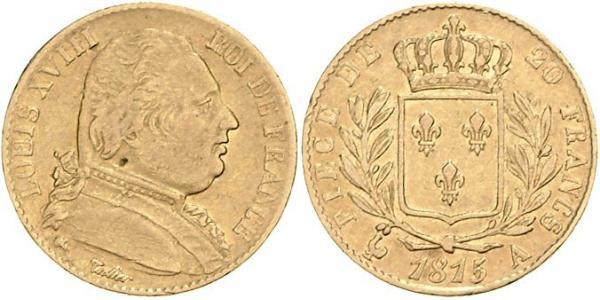 20 Franc 波旁复辟 金 路易十八 (1755 - 1824)