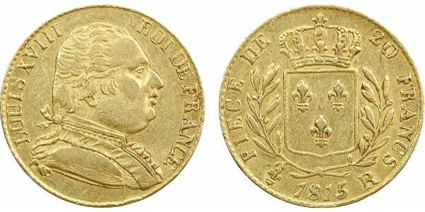 20 Franc 波旁复辟 金 路易十八 (1755 - 1824)