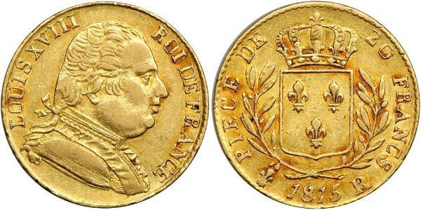 20 Franc 波旁复辟 金 路易十八 (1755 - 1824)