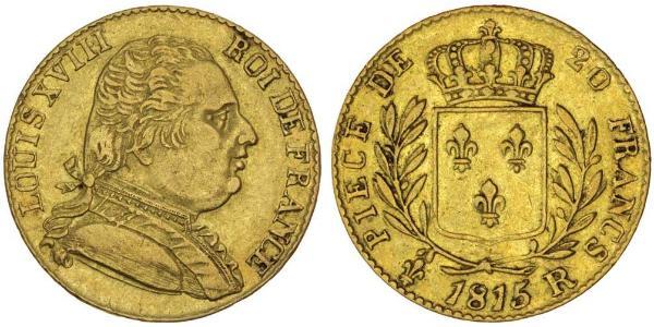 20 Franc 波旁复辟 金 路易十八 (1755 - 1824)