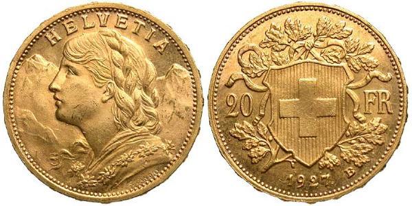 20 Franc 瑞士 金 