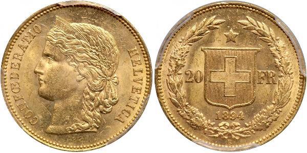 20 Franc 瑞士 金 