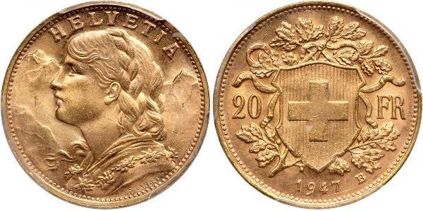 20 Franc 瑞士 金 