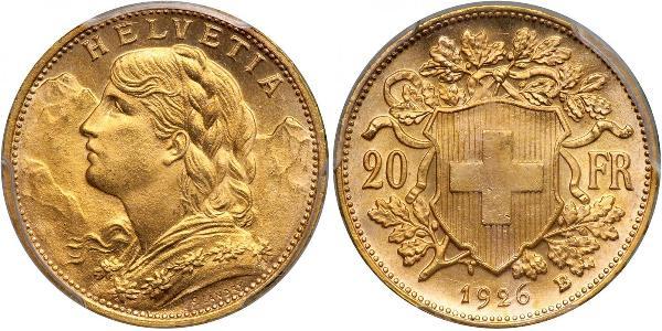 20 Franc 瑞士 金 