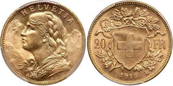 20 Franc 瑞士 金 
