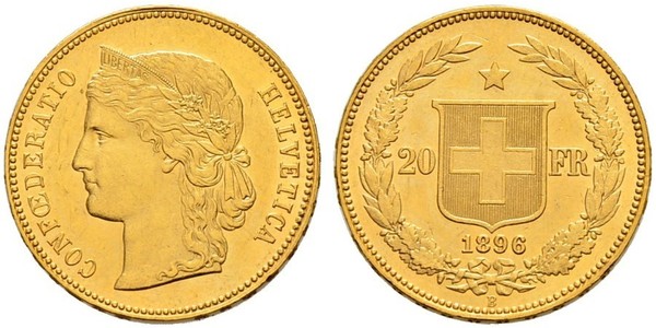 20 Franc 瑞士 金 