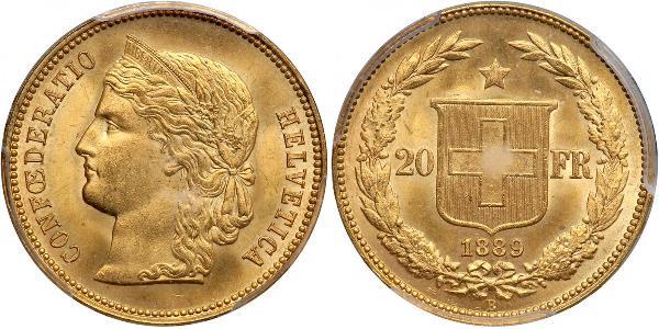 20 Franc 瑞士 金 