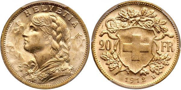 20 Franc 瑞士 金 