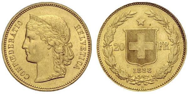 20 Franc 瑞士 金 