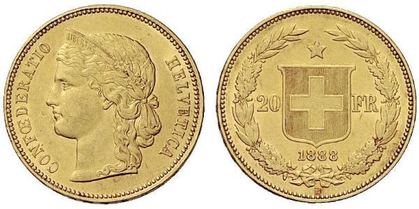 20 Franc 瑞士 金 