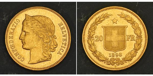 20 Franc 瑞士 金 