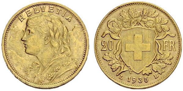 20 Franc 瑞士 金 