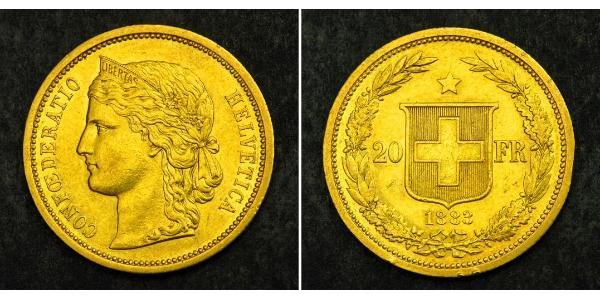 20 Franc 瑞士 金 