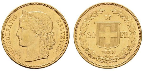 20 Franc 瑞士 金 