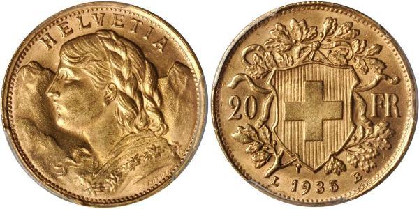 20 Franc 瑞士 金 
