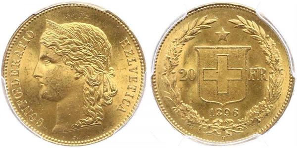 20 Franc 瑞士 金 