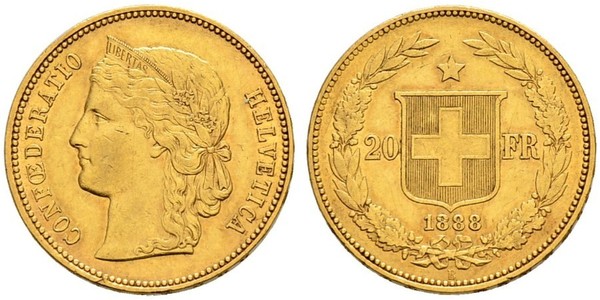 20 Franc 瑞士 金 
