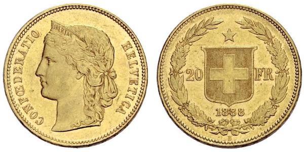 20 Franc 瑞士 金 
