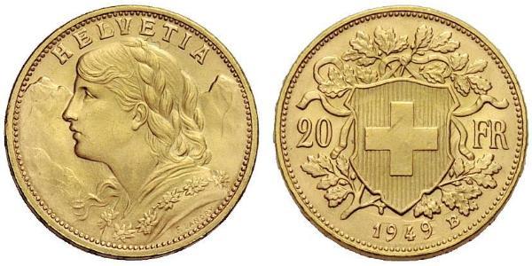 20 Franc 瑞士 金 