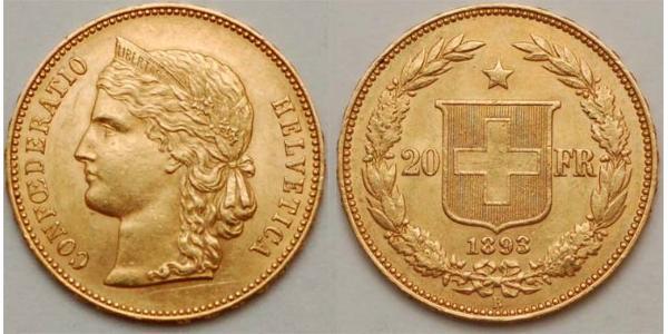 20 Franc 瑞士 金 