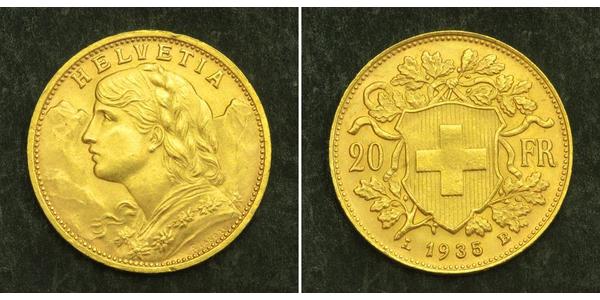 20 Franc 瑞士 金 