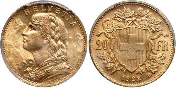 20 Franc 瑞士 金 