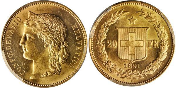 20 Franc 瑞士 金 
