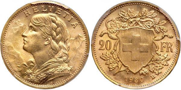20 Franc 瑞士 金 