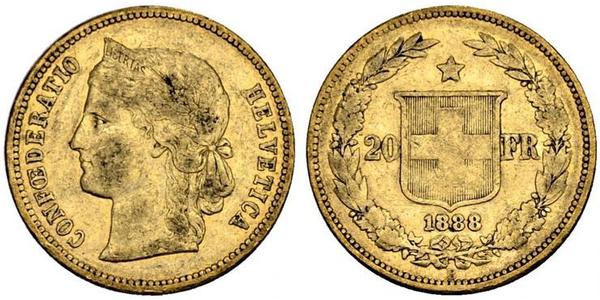 20 Franc 瑞士 金 