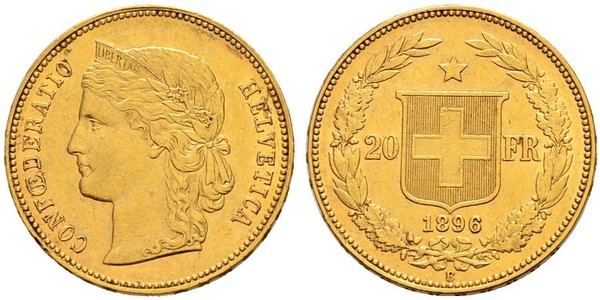 20 Franc 瑞士 金 