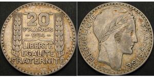 20 Franc 法兰西第三共和国 (1870 - 1940) 銀 