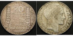 20 Franc 法兰西第三共和国 (1870 - 1940) 銀 