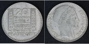 20 Franc 法兰西第三共和国 (1870 - 1940) 銀 