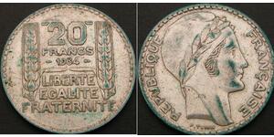 20 Franc 法兰西第三共和国 (1870 - 1940) 銀 
