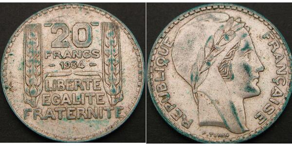 20 Franc 法兰西第三共和国 (1870 - 1940) 銀 
