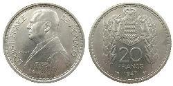 20 Franc Monaco 镍/銅 路易二世 (摩纳哥) (1870 - 1949)