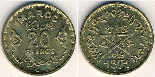 20 Franc 摩洛哥 青铜 