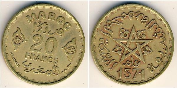 20 Franc 摩洛哥 青铜/铝 
