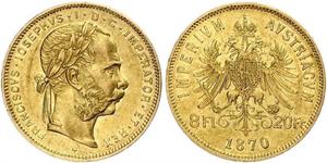 20 Franc / 8 Florin Österreich-Ungarn (1867-1918) Gold Franz Joseph I (1830 - 1916)