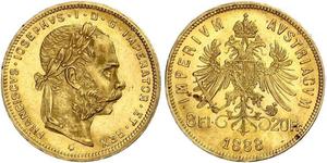 20 Franc / 8 Florin Österreich-Ungarn (1867-1918) Gold Franz Joseph I (1830 - 1916)