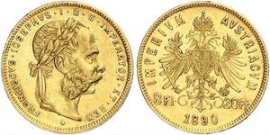 20 Franc / 8 Florin Österreich-Ungarn (1867-1918) Gold Franz Joseph I (1830 - 1916)