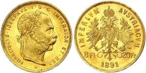 20 Franc / 8 Florin Österreich-Ungarn (1867-1918) Gold Franz Joseph I (1830 - 1916)