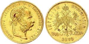 20 Franc / 8 Florin Österreich-Ungarn (1867-1918) Gold Franz Joseph I (1830 - 1916)