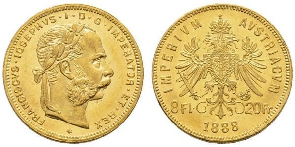 20 Franc / 8 Florin Österreich-Ungarn (1867-1918) Gold Franz Joseph I (1830 - 1916)