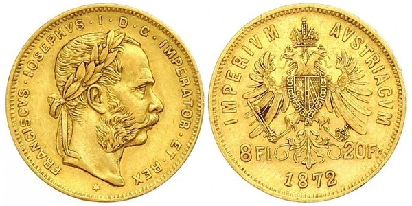 20 Franc / 8 Florin Imperio austrohúngaro (1867-1918) Oro Franz Joseph I (1830 - 1916)