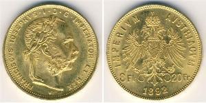 20 Franc / 8 Florin Impero austro-ungarico (1867-1918) Oro Franz Joseph I (1830 - 1916)