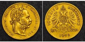 20 Franc / 8 Florin Impero austro-ungarico (1867-1918) Oro Franz Joseph I (1830 - 1916)