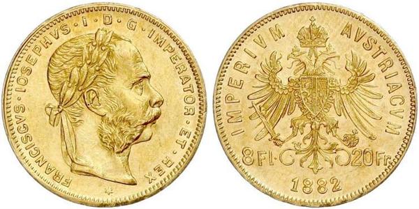 20 Franc / 8 Florin Impero austro-ungarico (1867-1918) Oro Franz Joseph I (1830 - 1916)
